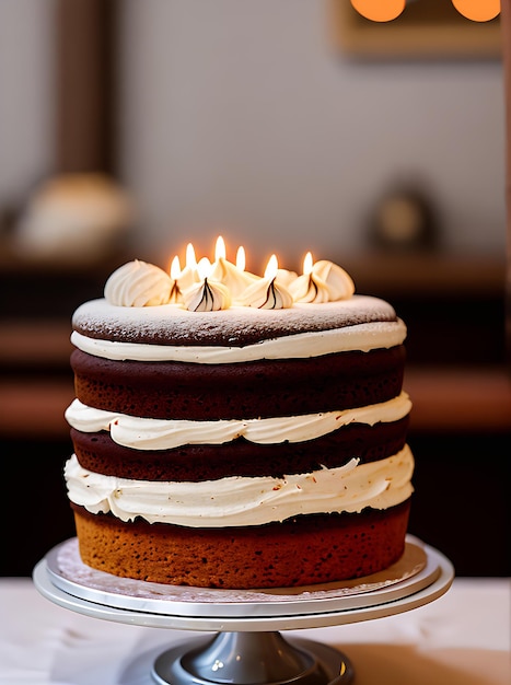 Éclairage chaleureux de restaurant confortable de gâteau réaliste