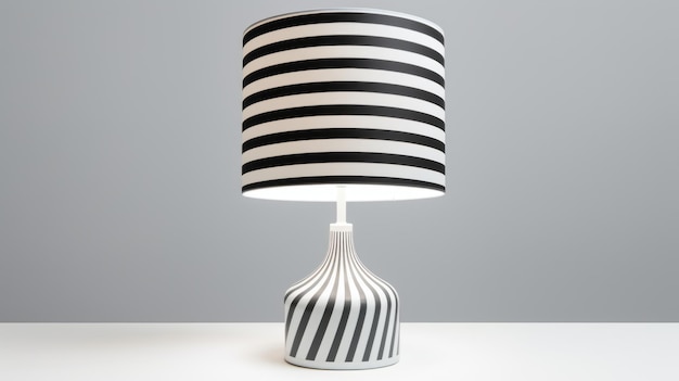 Éclairage volumétrique de lampe pop rétro avec des rayures noires et blanches