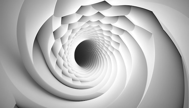 Éclairer le chemin Un voyage futuriste à travers un tunnel en spirale blanc