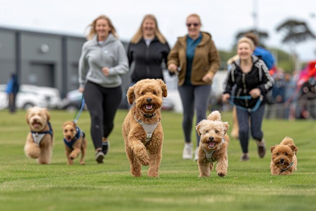 Photo une classe d'entraînement de chiens en session avec des entraîneurs