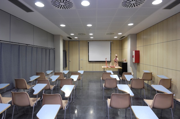 Classe universitaire avec mannequin et vide