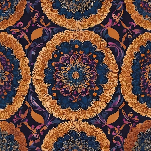 Classique batik sans couture motif d'arrière-plan géométrique papier peint mandala