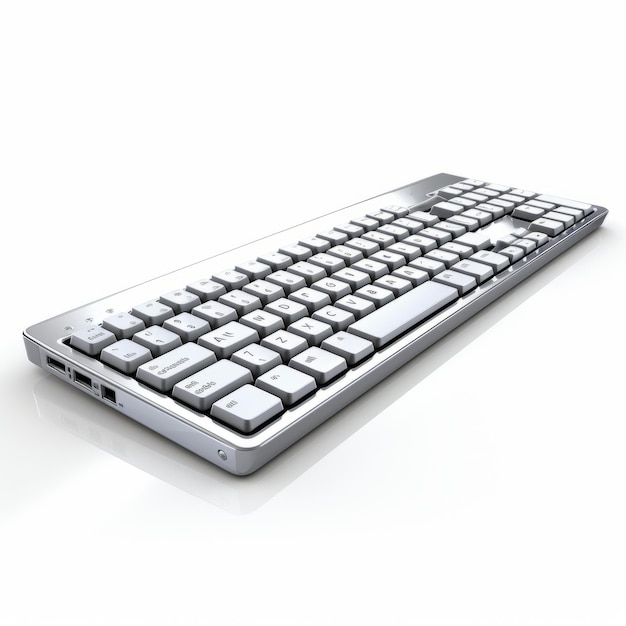 Photo clavier 3d argenté sur fond blanc