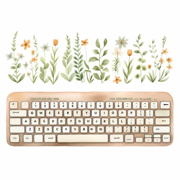 Photo un clavier à aquarelle florale un design industriel inspiré de la nature