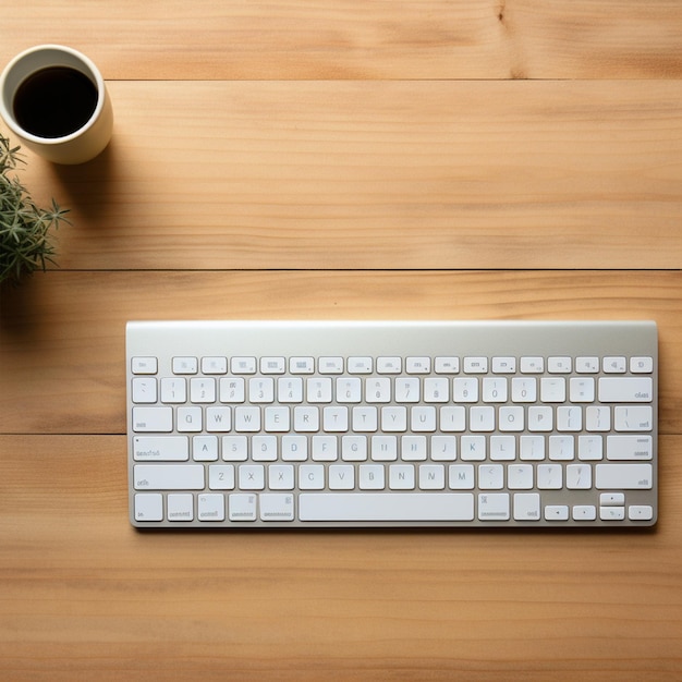 Clavier sur le bureau en vue du haut