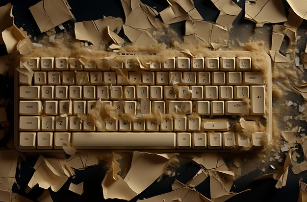 Photo un clavier classique est affiché sur une ia générative lumineuse