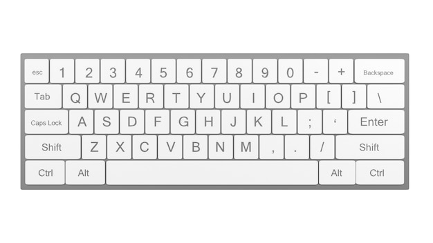 Clavier ou clavier d'ordinateur de rendu 3D sur fond blanc