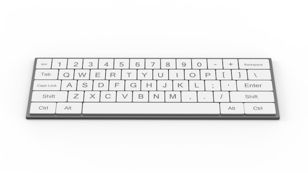 Clavier ou clavier d'ordinateur de rendu 3D sur fond blanc