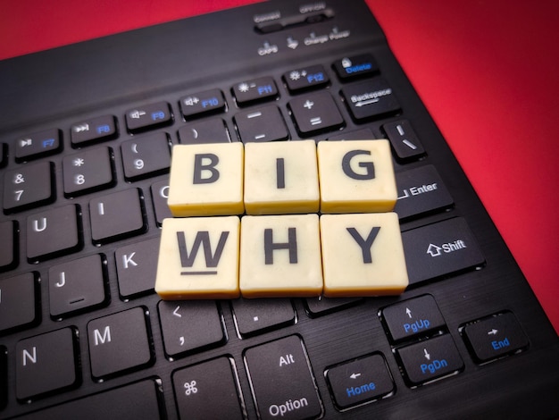 Clavier et jouets mot avec le mot BIG WHY Business concept