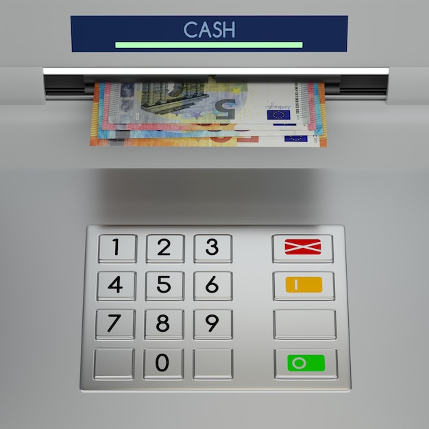 Clavier Machine Atm Avec Des Billets En Euros