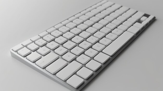 Photo un clavier moderne élégant avec des touches blanches et un cadre argenté il est placé sur un fond blanc solide