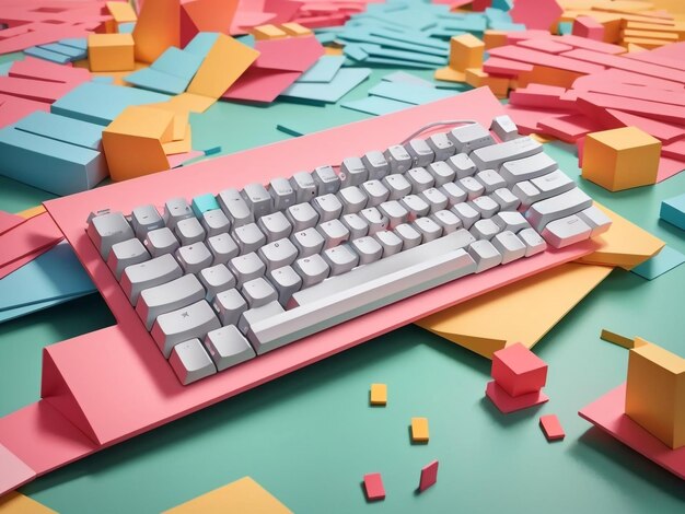 Un clavier de papier coloré Un projet d'art informatique amusant