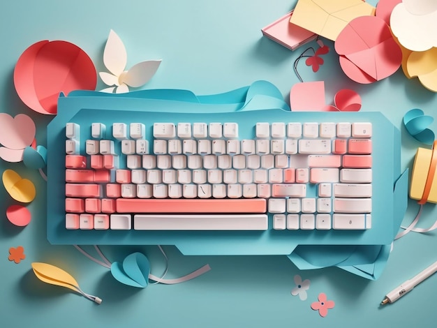 Un clavier de papier coloré Un projet d'art informatique amusant