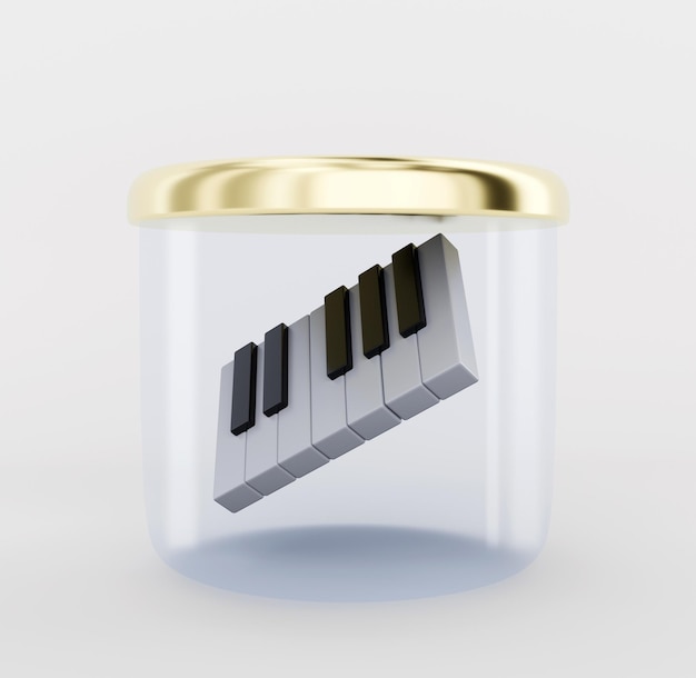 Clavier de piano dans le rendu 3d de la banque