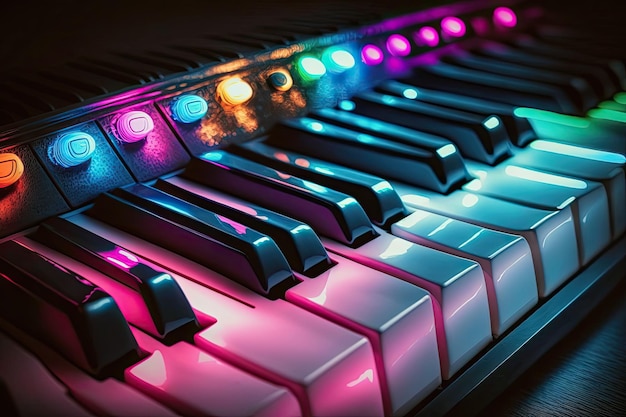 Clavier De Piano éclairé Au Néon Touches Lumineuses Colorées En