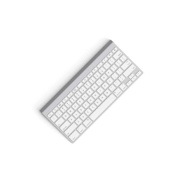 Clavier sans fil isolé sur fond blanc image de haute qualité vue avant supérieure noire pleine rotation multifonctionnelle avant rotation blanche