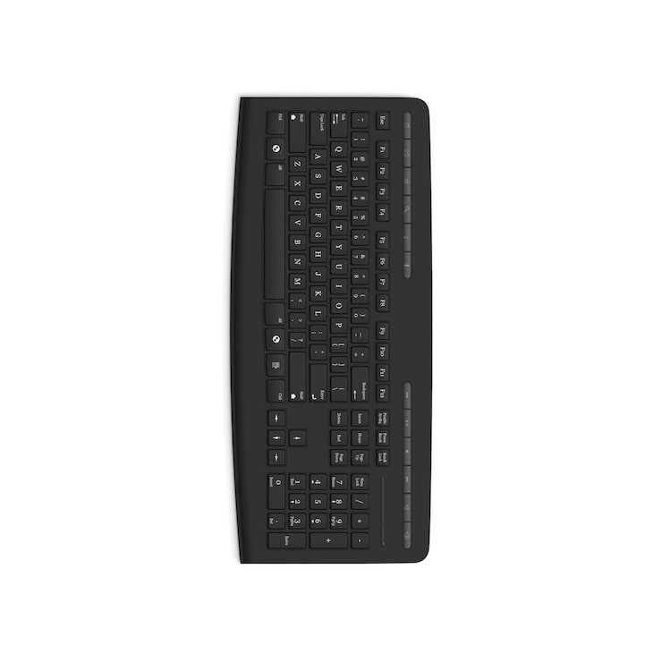 Photo clavier sans fil isolé sur fond blanc image de haute qualité vue avant supérieure noire pleine rotation vue avant multifonctionnelle