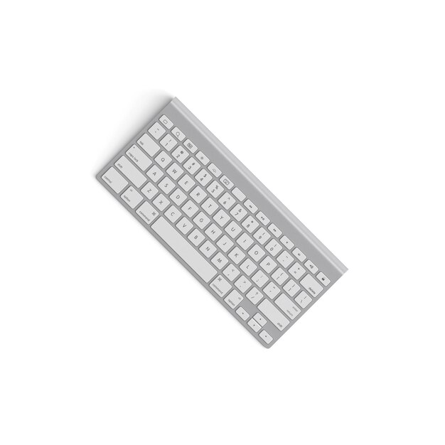 Clavier sans fil isolé sur fond blanc image de haute qualité vue frontale supérieure noire pleine rotation multifonctionnelle placée pleine blanche