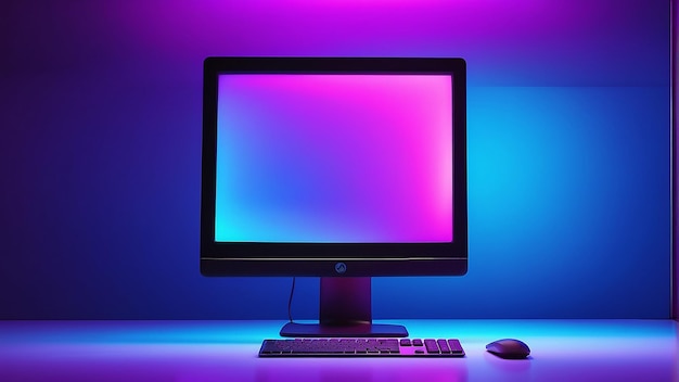 Photo un clavier et une souris de moniteur d'ordinateur sur un bureau