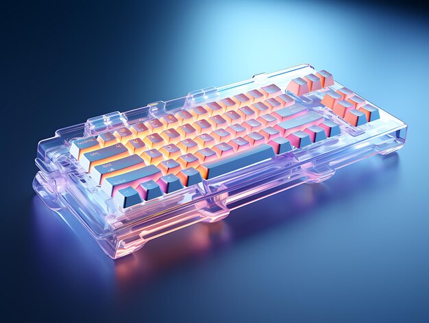 Photo clavier en verre transparent gradients de couleur clavier technologie clavier clavier futur clavier 3d clavier