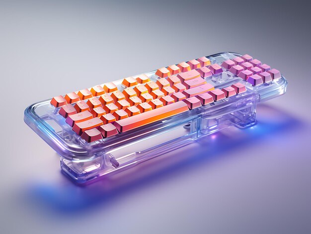 Clavier en verre transparent gradients de couleur clavier technologie clavier clavier futur clavier 3d clavier