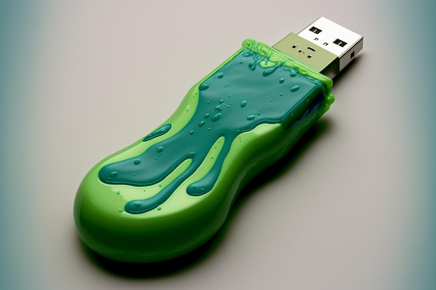 Clé USB dans une flaque de bave