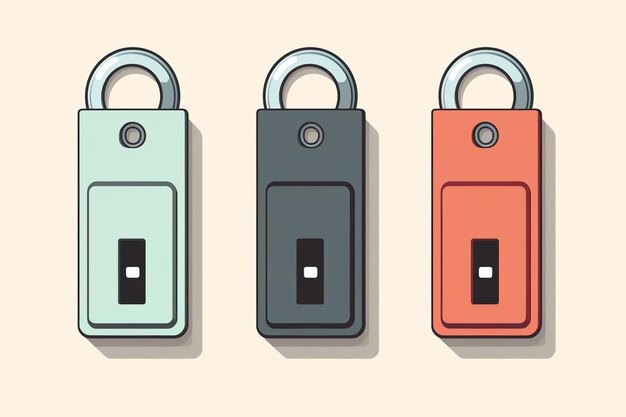 Une clé USB en différentes couleurs isolée sur un fond blanc Illustration vectorielle