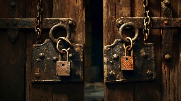 Clés dans les serrures des portes rustiques