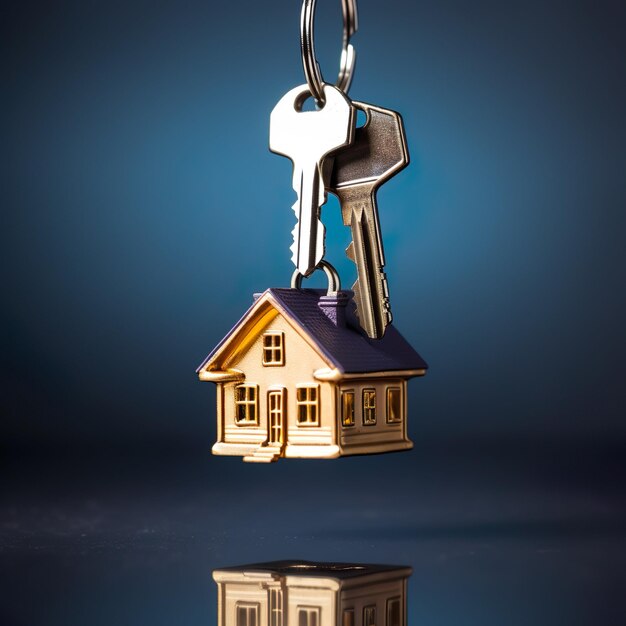Photo les clés de l'état réel pendent le porte-clés d'une maison ouverte maison maison hypothèque agent immobilier nouvel appartement ho