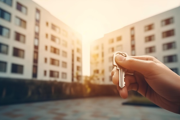 Photo clés en mains dans le contexte d'un bien immobilier nouvellement acheté