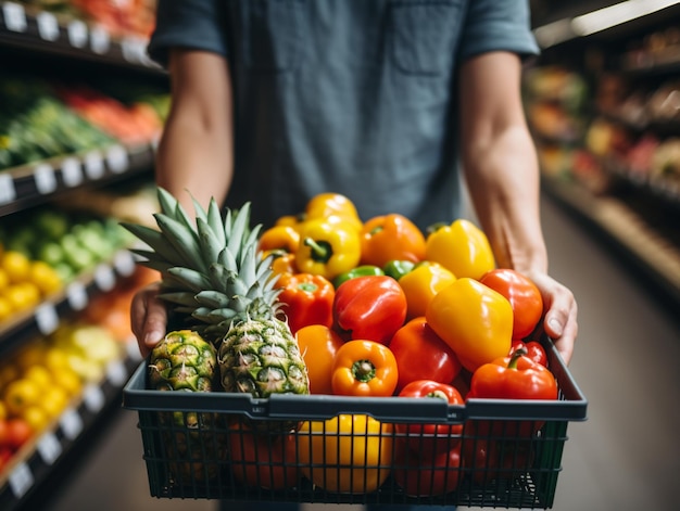 client faisant ses courses au supermarché