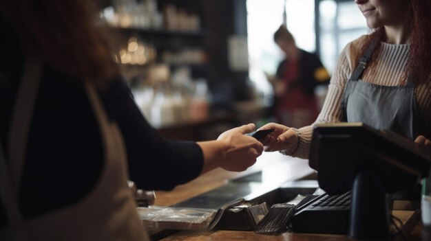 Un client payant avec une carte de crédit dans un bar.