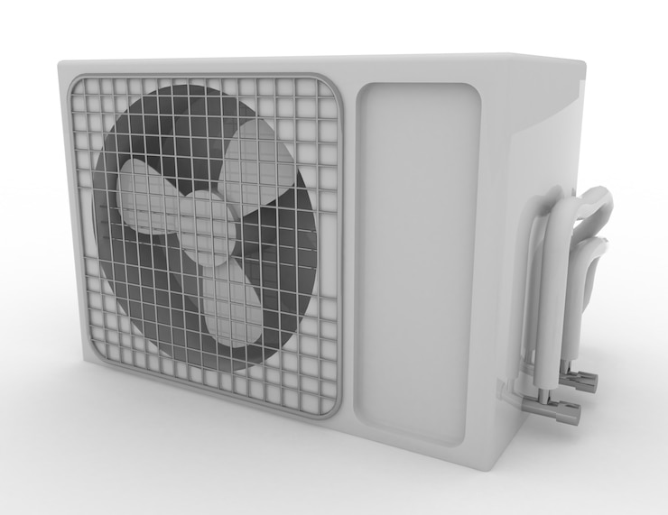 Photo climatiseur moderne isolé sur fond blanc. illustration de rendu 3d