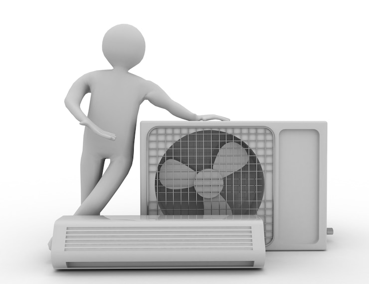 Photo climatiseur moderne isolé sur fond blanc. illustration de rendu 3d