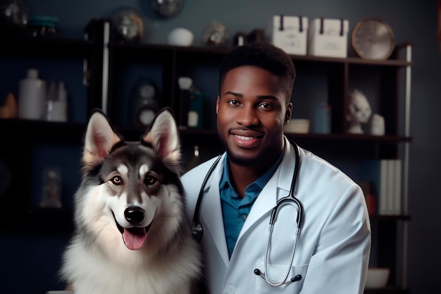 Photo clinique vétérinaire un chien à un rendez-vous avec un cabinet vétérinaires