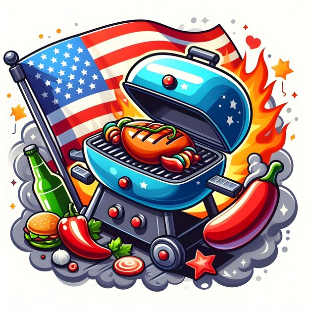 Clip-art du 4 juillet au barbecue