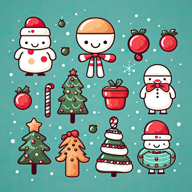 Photo clip art de noël coloré et mignon en vecteur 4k