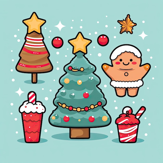 Clip Art de Noël coloré et mignon en vecteur 4K