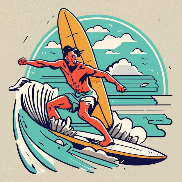 Photo clip art de surf agréable a été généré