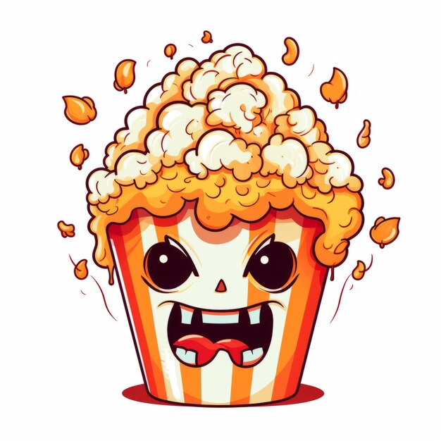 Photo un clip de pop-corn d'halloween affreusement adorable sur fond blanc