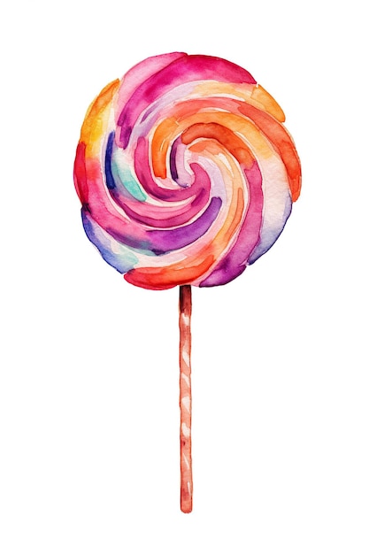 Clipart aquarelle Lolipop mignon isolé sur fond blanc avec IA générative