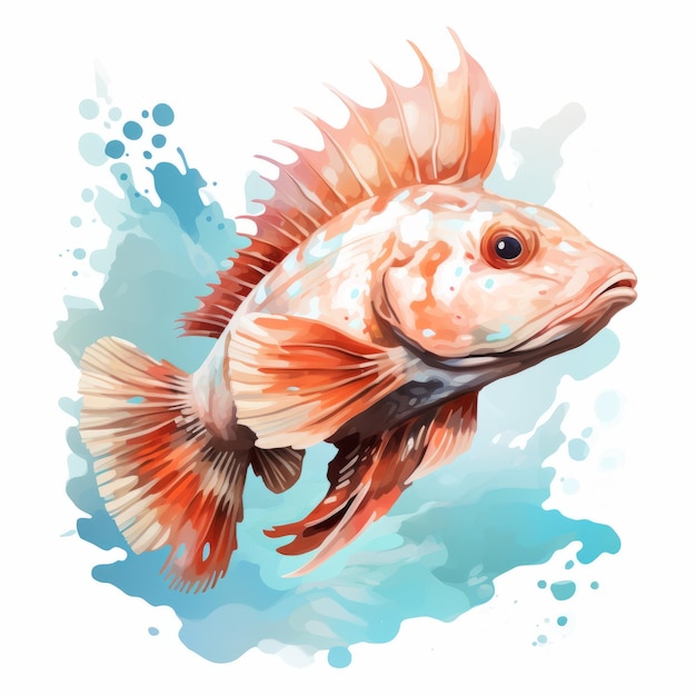 Clipart d'aquarelle de poisson moine avec une illustration détaillée des personnages