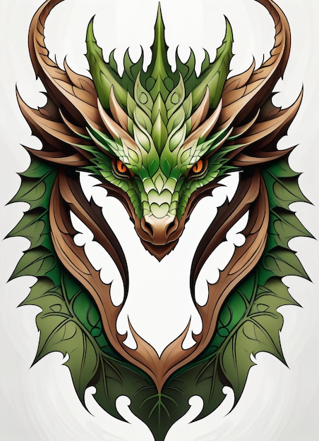 Clipart d'art 2D de dragon en bois vert