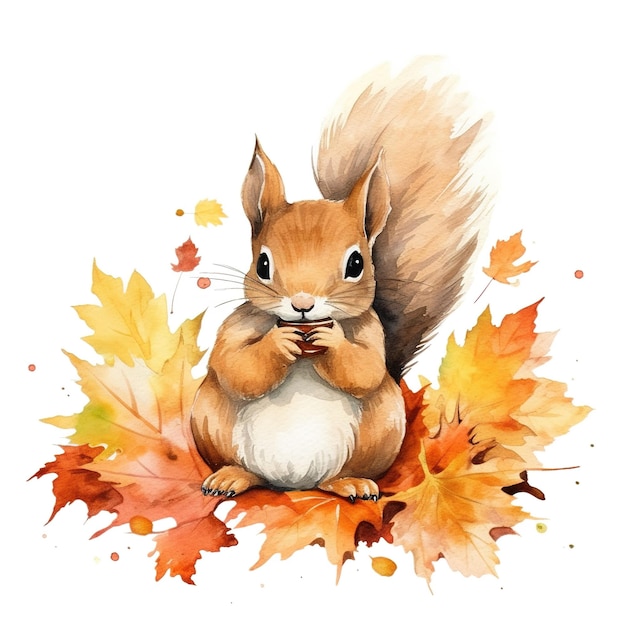 Clipart d'automne mignon en aquarelle