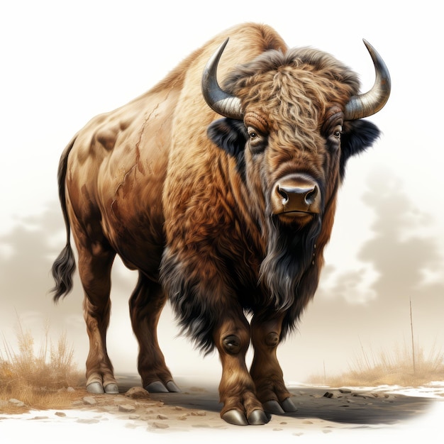 Clipart de bison 3D réaliste avec des références mythologiques