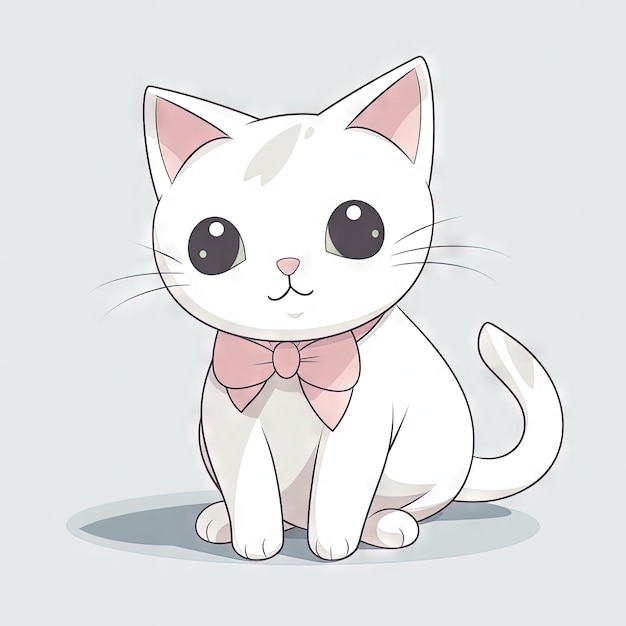 Clipart de chat Kawaii mignon sur fond blanc