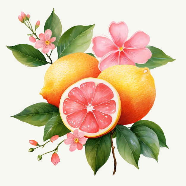 Photo clipart de citron et d'agrumes roses