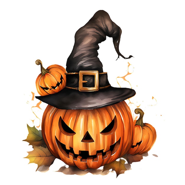 Clipart de citrouille d'Halloween à l'aquarelle