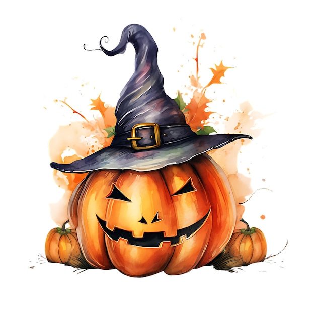 Clipart de citrouille d'Halloween à l'aquarelle