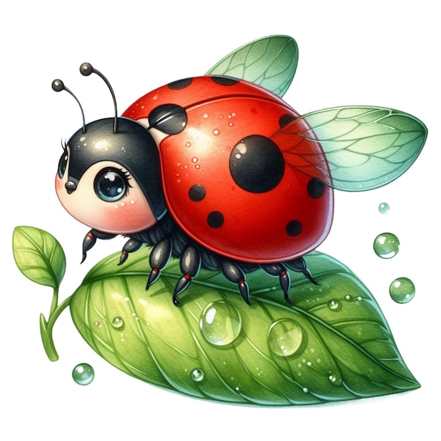 Clipart de la coccinelle à l'aquarelle